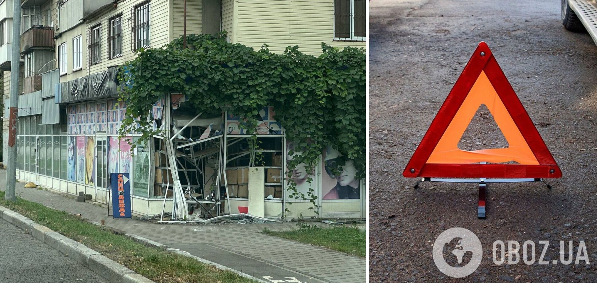 Легковушка на скорости въехала в витрину магазина