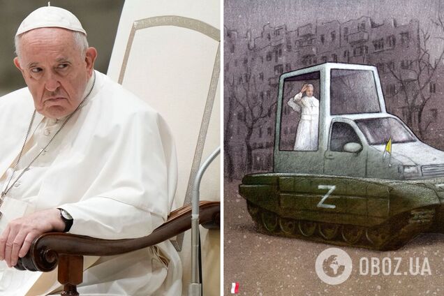 Папа Римський на танку з літерою Z: польський тижневик висміяв підігравання РФ на новій обкладинці. Фото