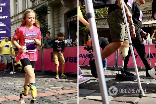 Девочка из Краматорска, потерявшая обе ноги, пробежала полумарафон во Львове. Фото