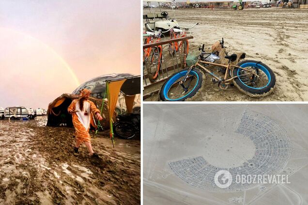 У США десятки тисяч учасників Burning Man застрягли в пустелі через зливи, є загиблий: людей закликали економити воду та їжу. Фото