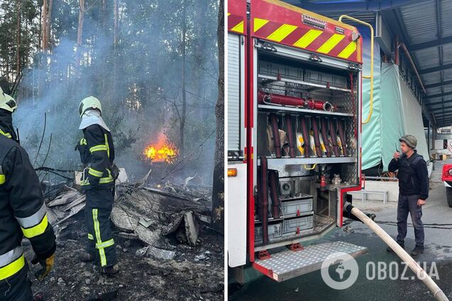 В Киевской области в результате вражеских обстрелов вспыхнул пожар на территории гипермаркета. Фото и видео