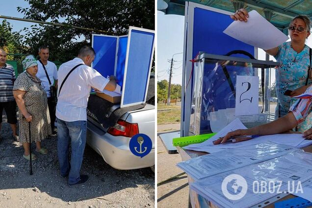 Картинка для пропаганди: окупанти змушують мешканців Маріуполя 'голосувати' на зупинках та капотах авто. Фото