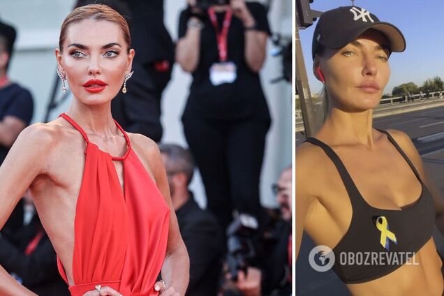 Українська модель Аліна Байкова в свій день народження принизила Путіна, а потім побігала Парижем з синьо-жовтою стрічкою. Фото