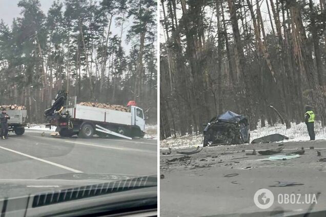 Столкнулись грузовик и легковушка