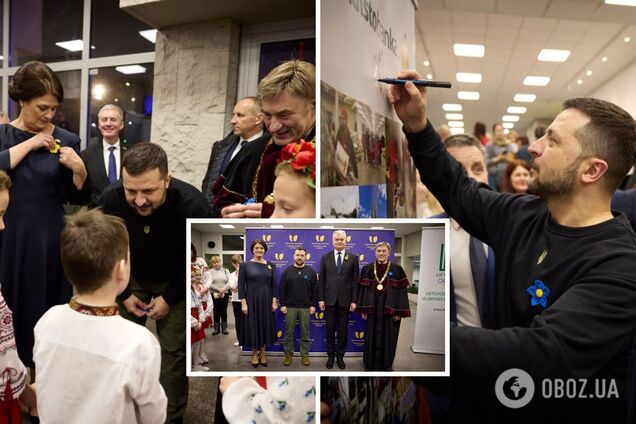 Во время визита в Вильнюс Зеленский встретился с украинской громадой Литвы. Фото