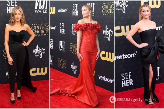 Марго Роббі, Дженніфер Еністон, Емілі Блант і Різ Візерспун стали зірками червоної доріжки на Critics Choice Awards 2024. Фото