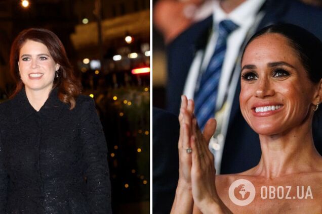 Принцесса Евгения засветила на Неделе моды в Париже свой самый роскошный образ: похожее платье надевала Меган Маркл