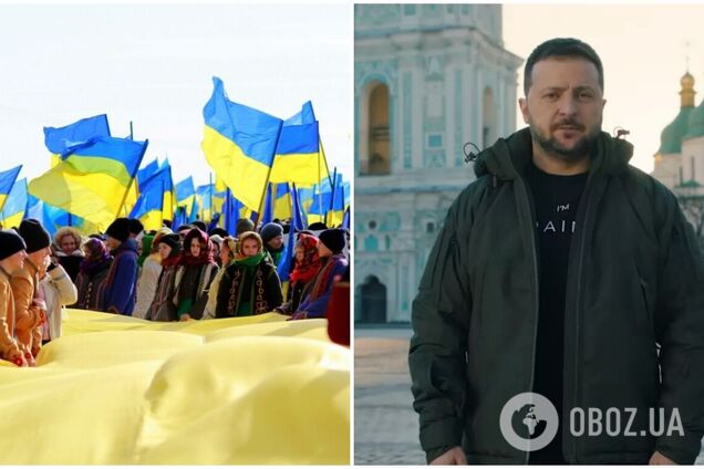 'Боремся все': Зеленский обратился к украинцам в День Соборности Украины и отметил подвиг защитников. Видео
