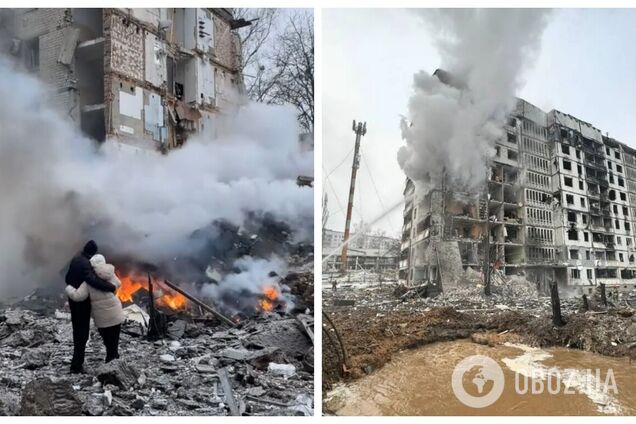 Обнявшись, смотрели, как горит дом: сеть тронуло видео с парой в Харькове после удара РФ