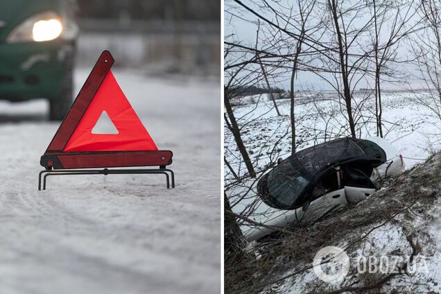 Легковушка съехала в кювет и врезалась в дерево