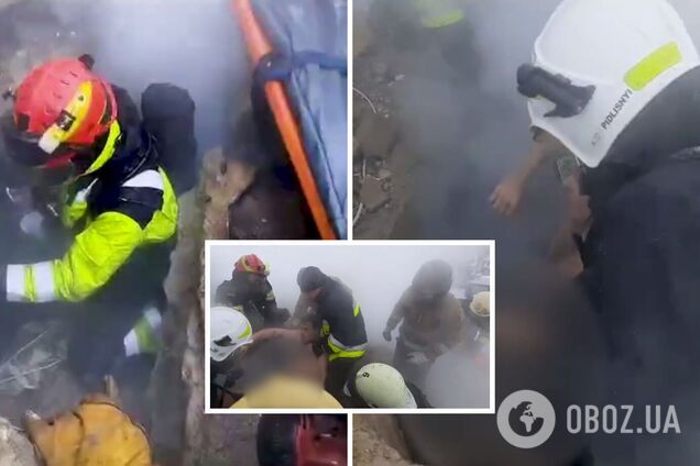 'Героїчна робота': з'явилися кадри, як рятували чоловіка з-під завалів багатоповерхівки після удару РФ. Відео