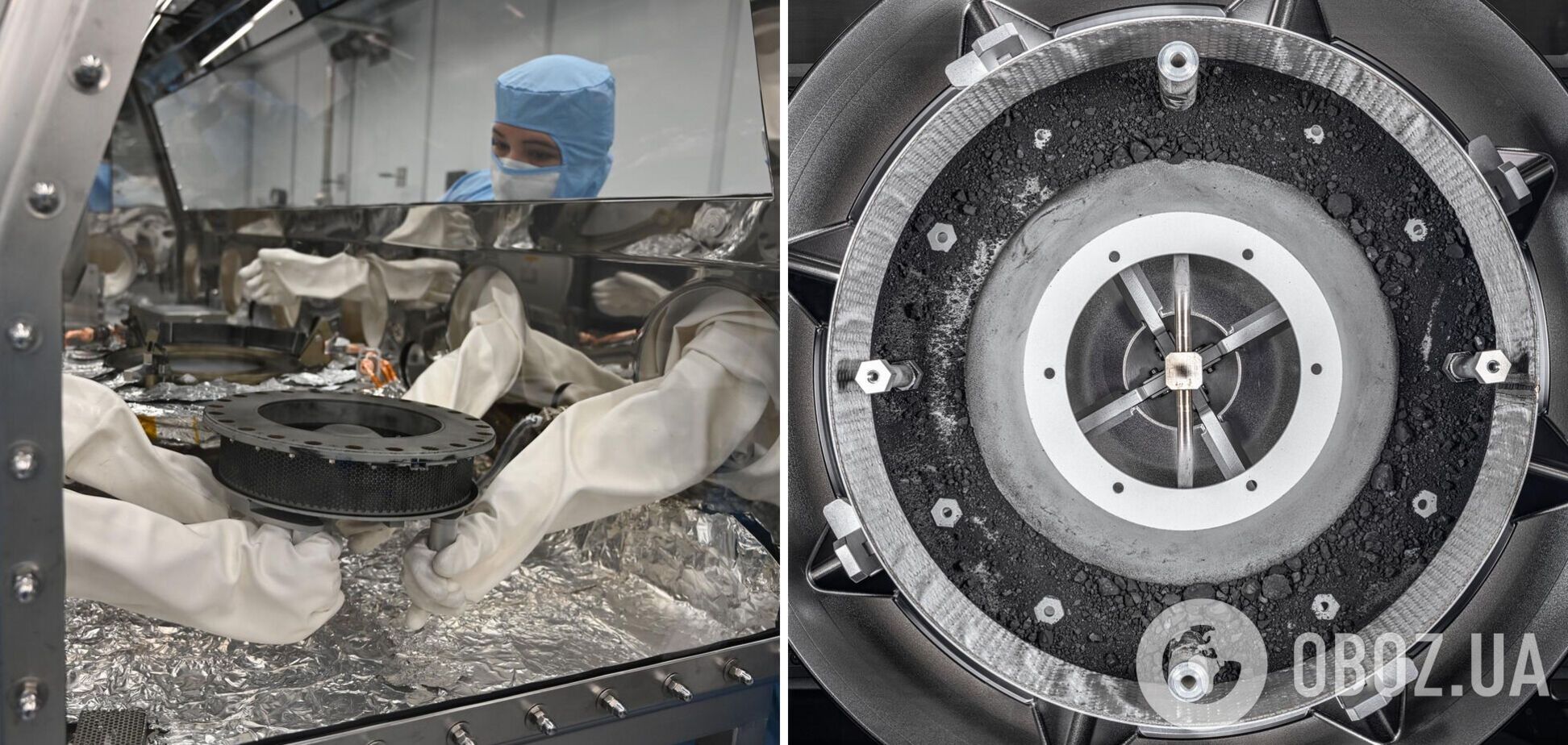 NASA впервые показало, что находилось внутри контейнера с образцами астероида Бенну. Фото