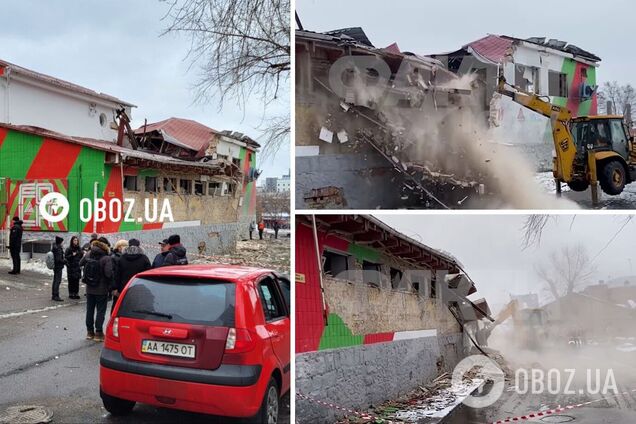 В Киеве начали демонтаж разрушенного здания спорткомплекса