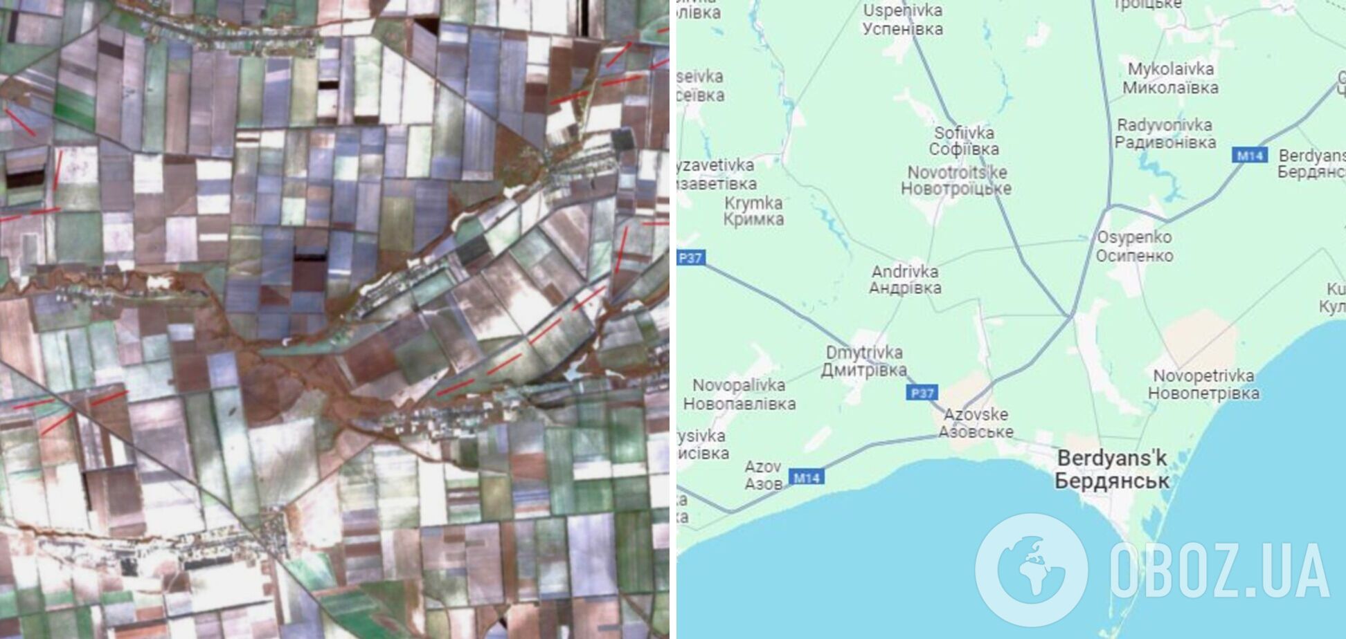 Армия РФ не прекращает возводить линии обороны на Запорожье: новые укрепления зафиксировали вблизи Токмака и Бердянска. Фото