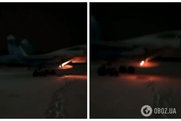 Минус один: в ГУР показали кадры горящего бомбардировщика Су-34 на аэродроме в Челябинске. Видео