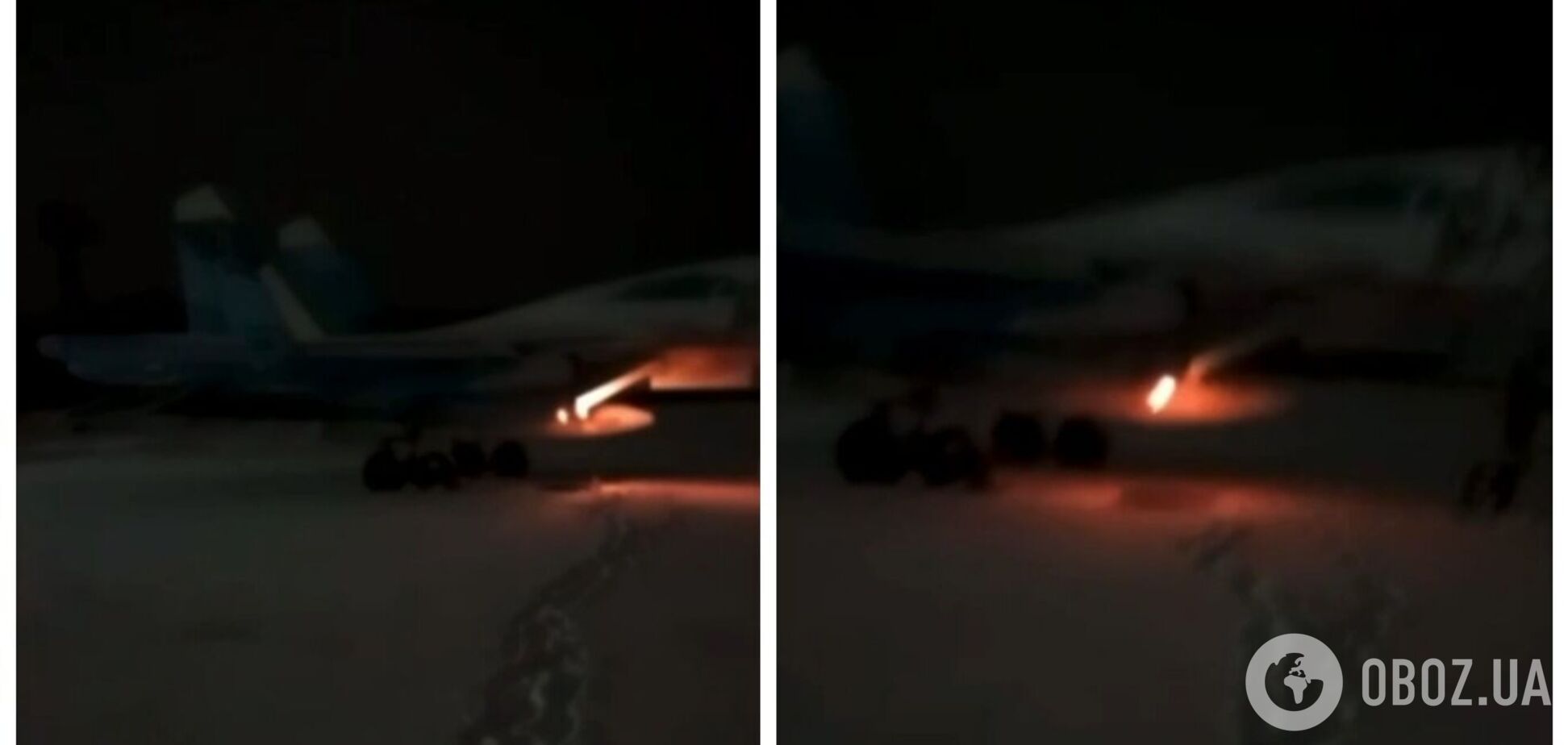 Мінус один: у ГУР показали кадри палаючого бомбардувальника Су-34 на аеродромі в Челябінську. Відео