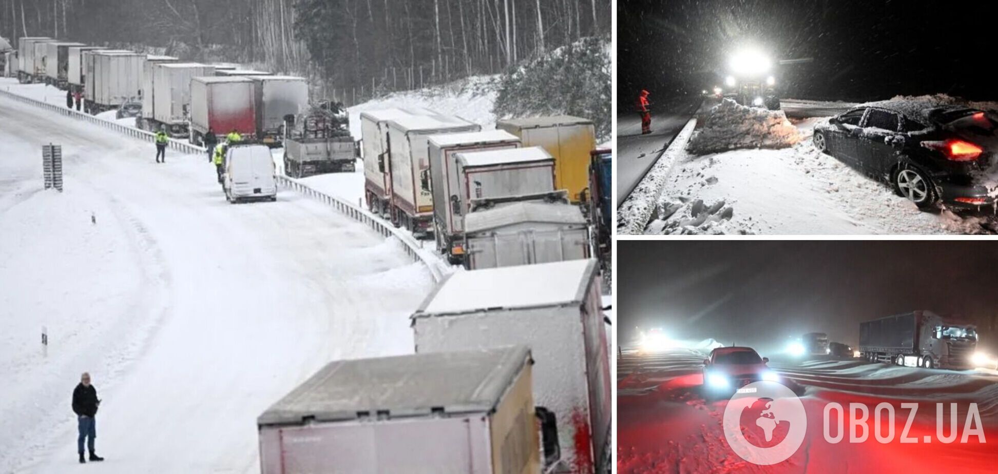 Снегопад в Швеции заблокировал тысячу автомобилей на трассе: для спасения задействовали армию