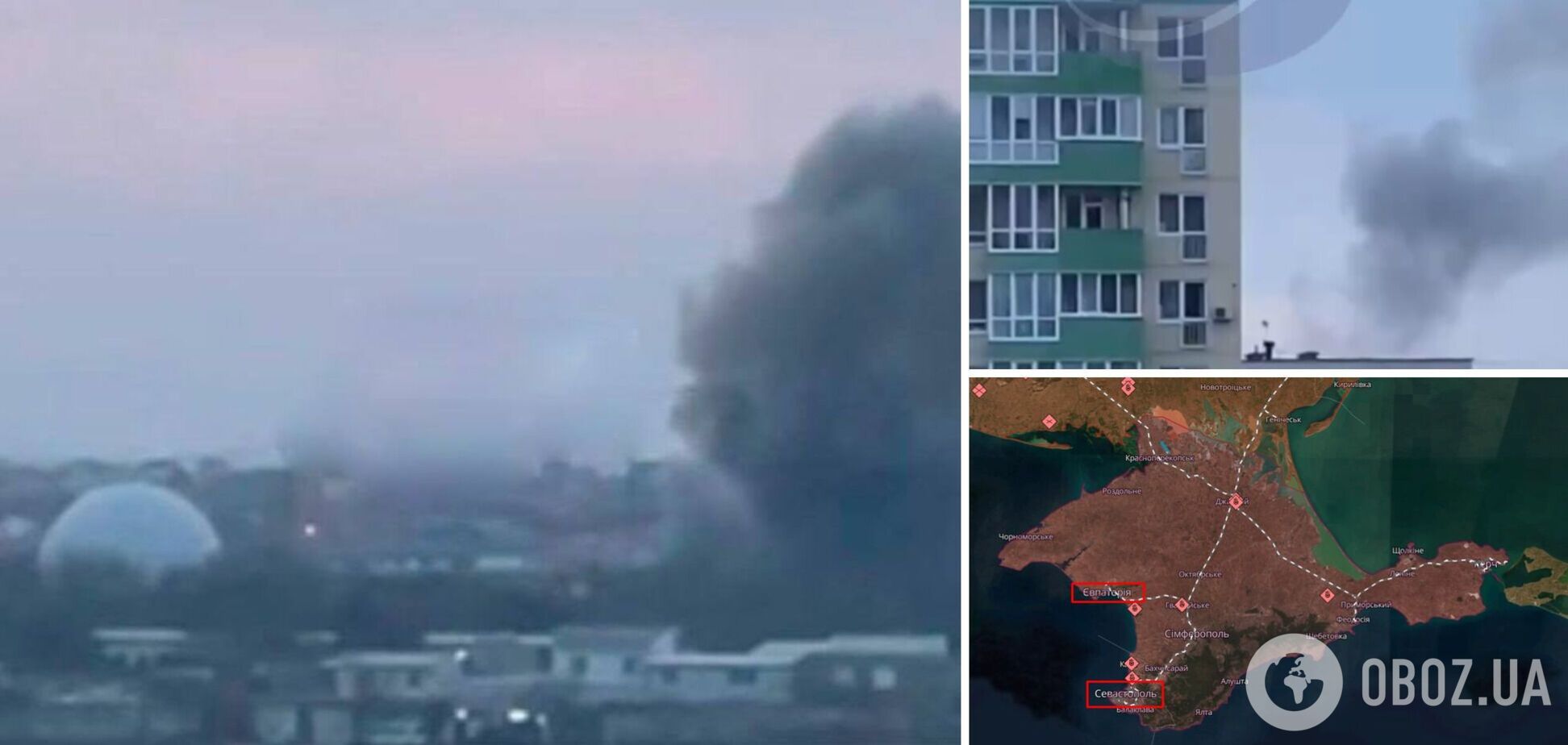 В окупованому Криму пролунали вибухи в Євпаторії та Севастополі: є влучання у військову частину армії РФ. Фото й відео