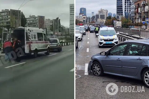 В Киеве на Брестском проспекте произошло ДТП: на месте заметили несколько 'скорых'. Фото и видео