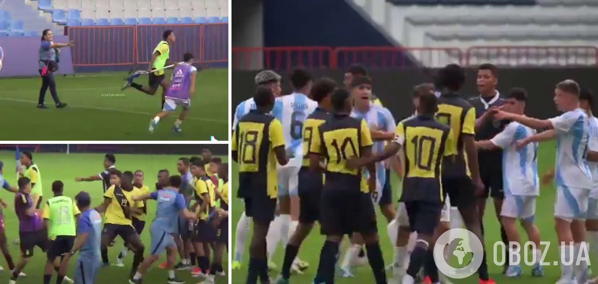 Хватали за горло и били по коленям. Футболисты сборной Аргентины превратили в массовую драку матч против команды Эквадора U-15. Видео