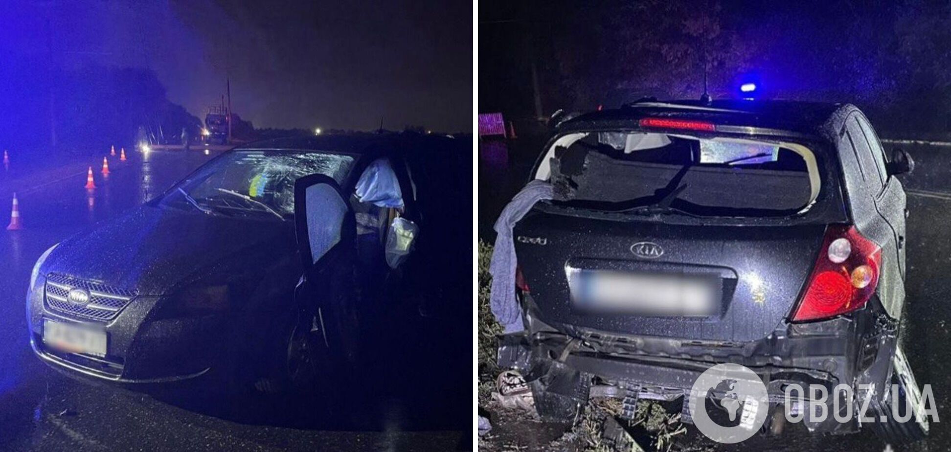 В Черкассах авто влетело в столб, водитель погиб, еще два человека пострадали. Фото и видео