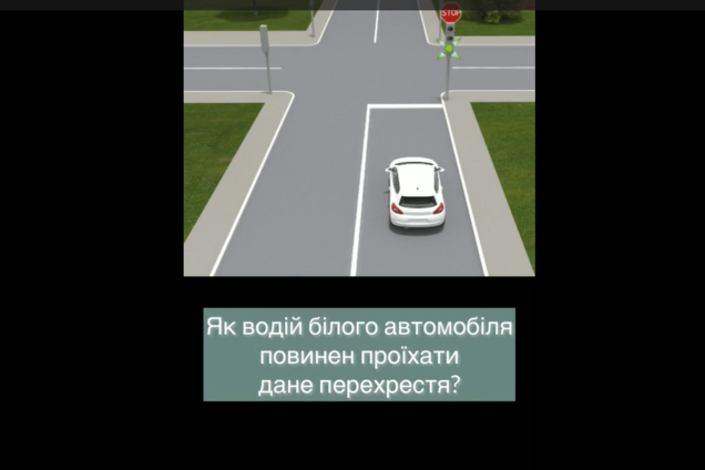 Як водій має проїхати дане перехрестя? Завдання з ПДР