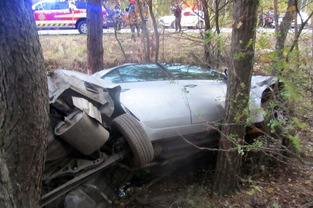 На Чернігівщині авто вилетіло в кювет і зіткнулося з деревом: загинув водій, постраждала жінка. Фото