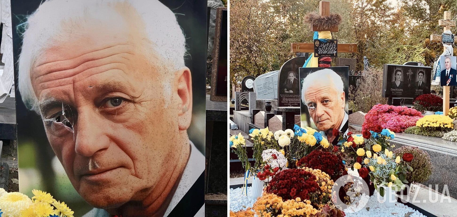 "Боятся и мертвого": вандалы изуродовали фото на могиле Героя Украины Степана Хмары. Фото