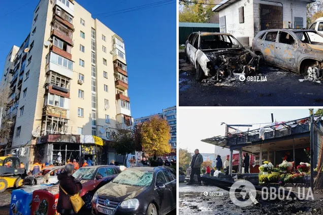 Пошкоджений будинок та знищені вогнем машини: наслідки чергової російської атаки на Київ. Фоторепортаж