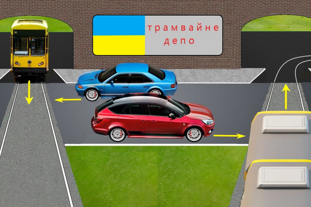 Хто має дати дорогу трамваю? Завдання на знання ПДР