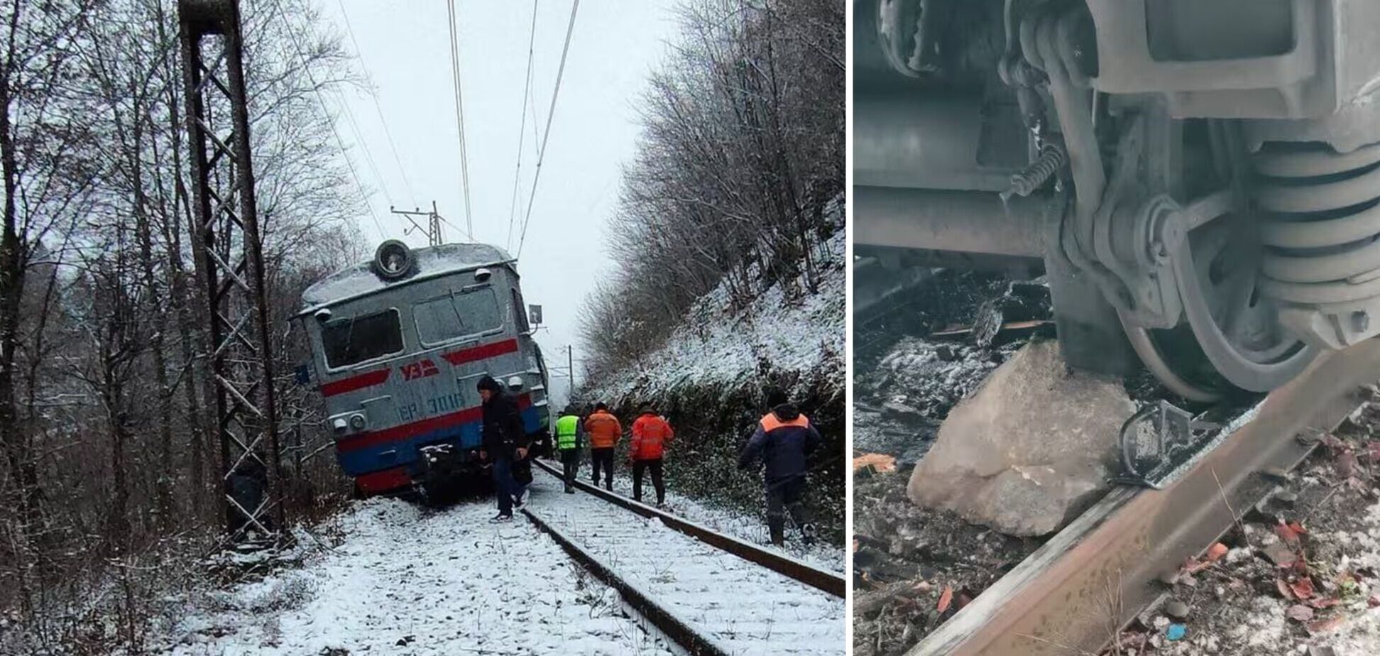 На Закарпатті каменепад зупинив поїзд: в УЗ попередили про зміни руху