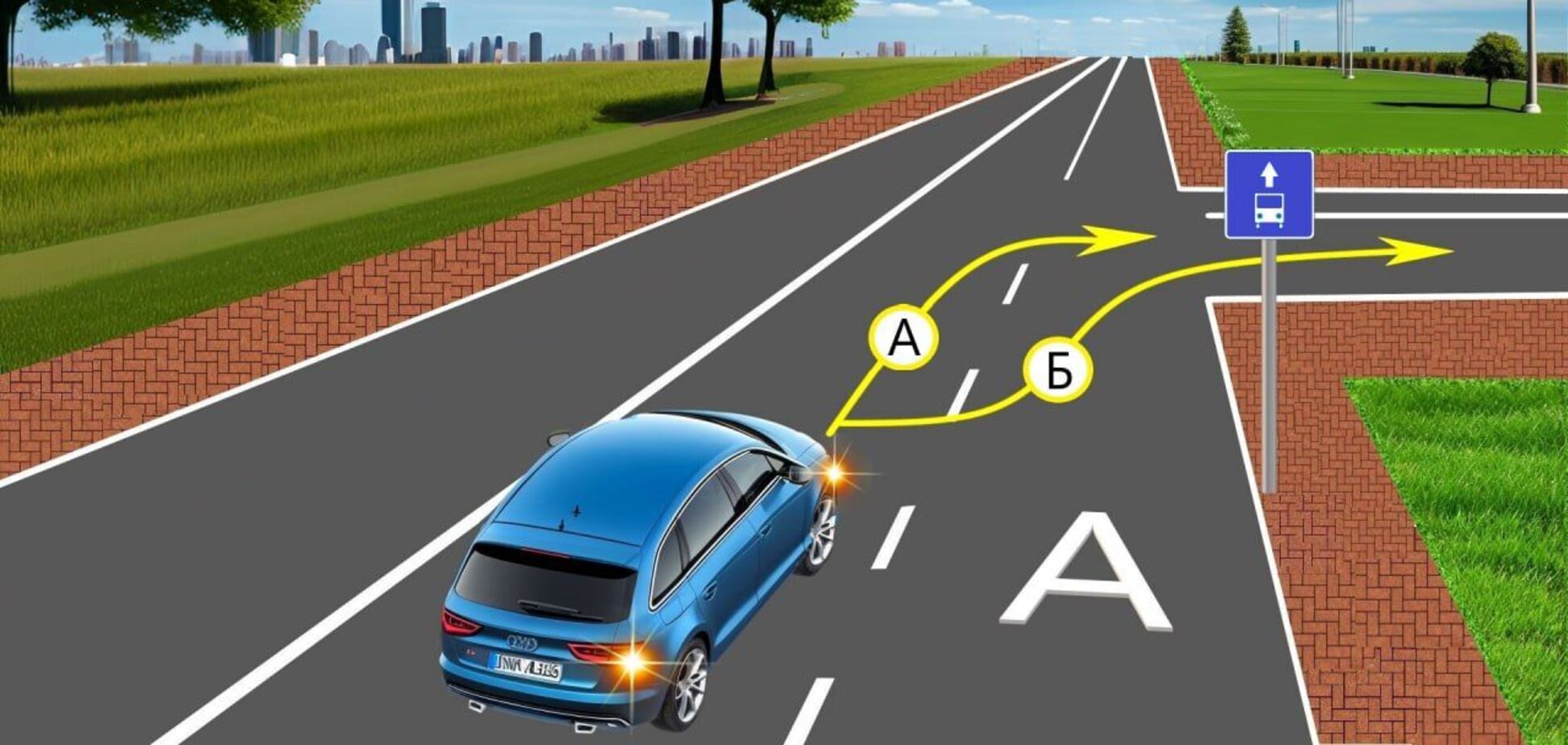 Как правильно повернуть направо: задание на знание ПДД