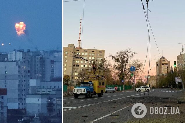 В Киеве утром сбили российские дроны: есть повреждения от падения обломков. Фото