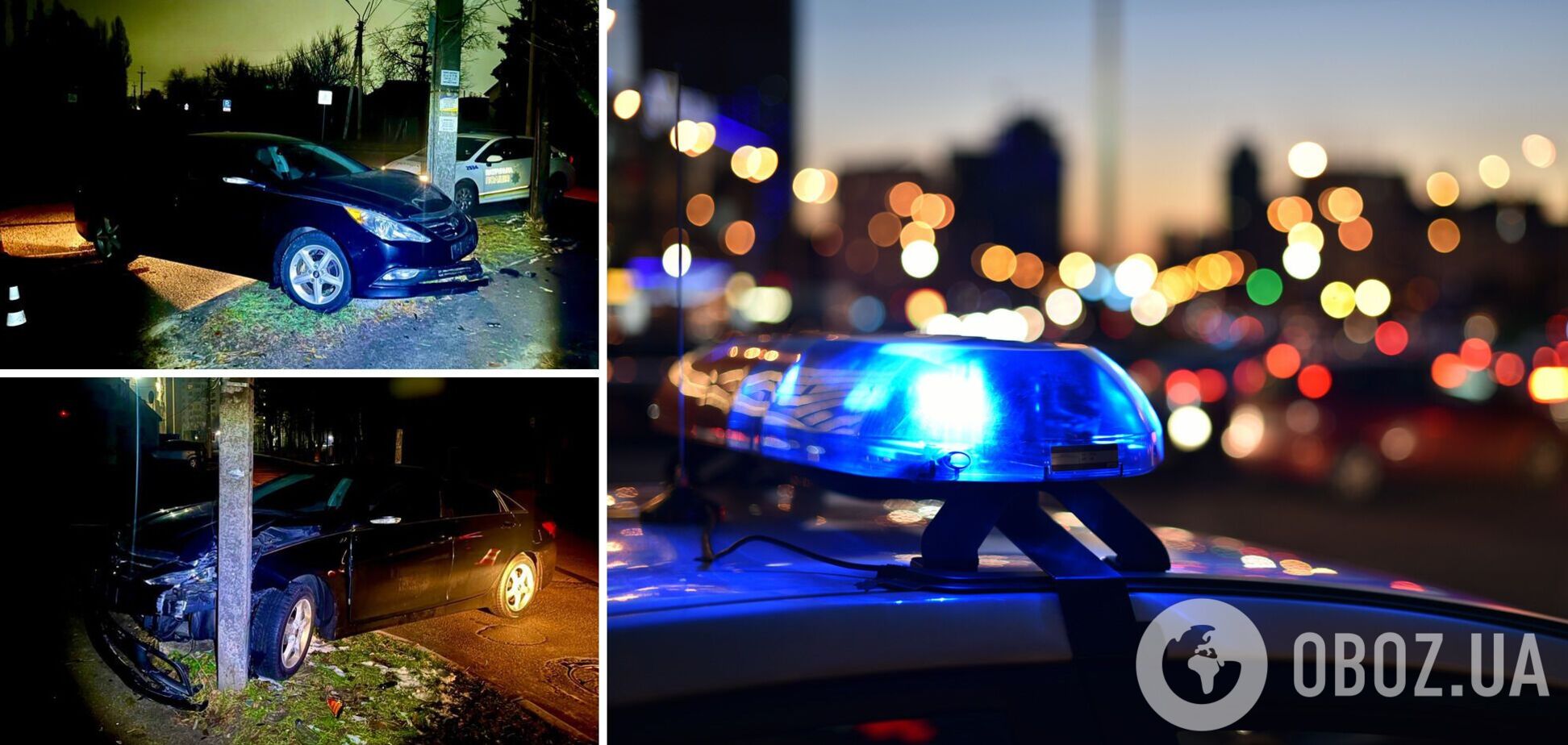 Под Киевом водитель протаранил электроопору, а затем выпил алкоголь. Фото