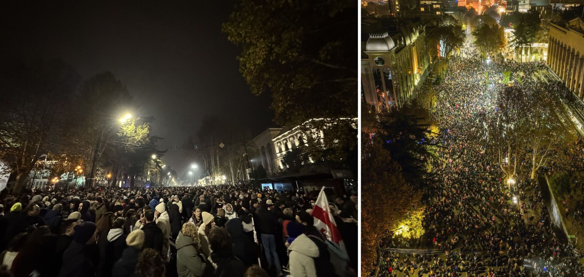 У Грузії нова хвиля протестів через відмову влади від євроінтеграції: людей розігнали водометами. Фото і відео