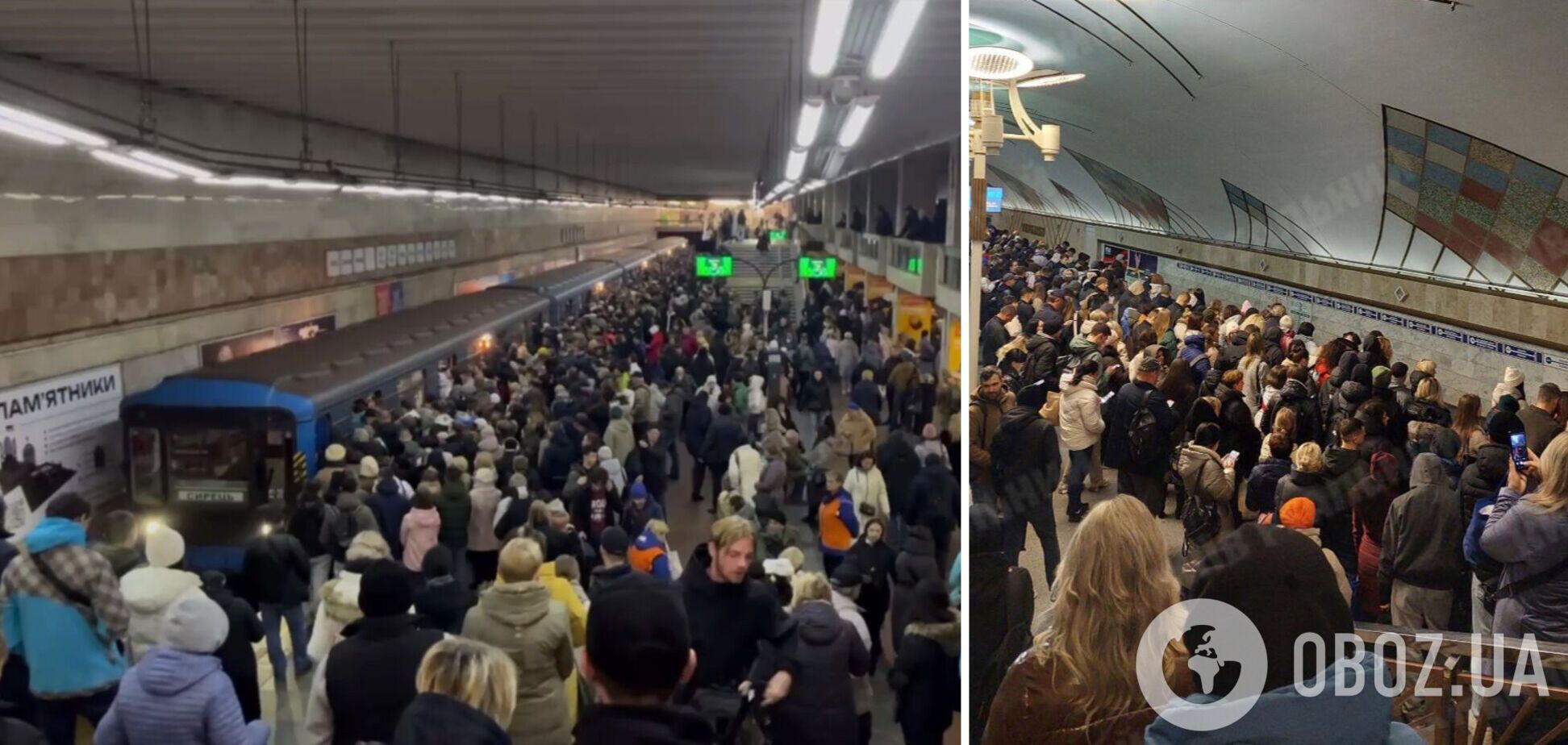 Забиті вагони та натовпи на станціях: у Києві через повітряну тривогу виник колапс у метро. Фото і відео