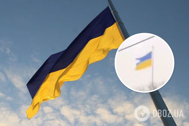 У Києві негода пошкодила головний прапор України. Відео