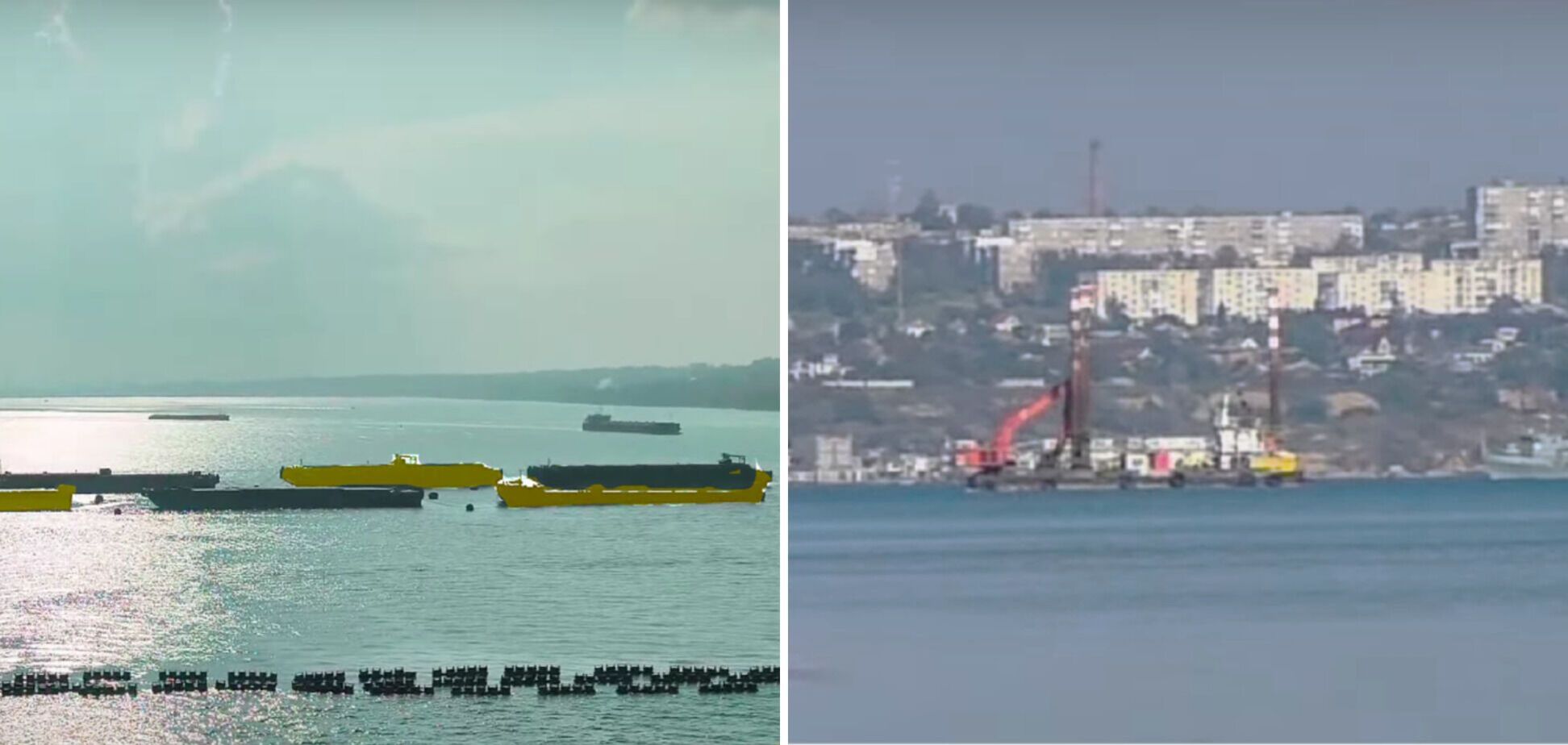 Вблизи Керченского моста исчезла почти половина защитных барж. Фото