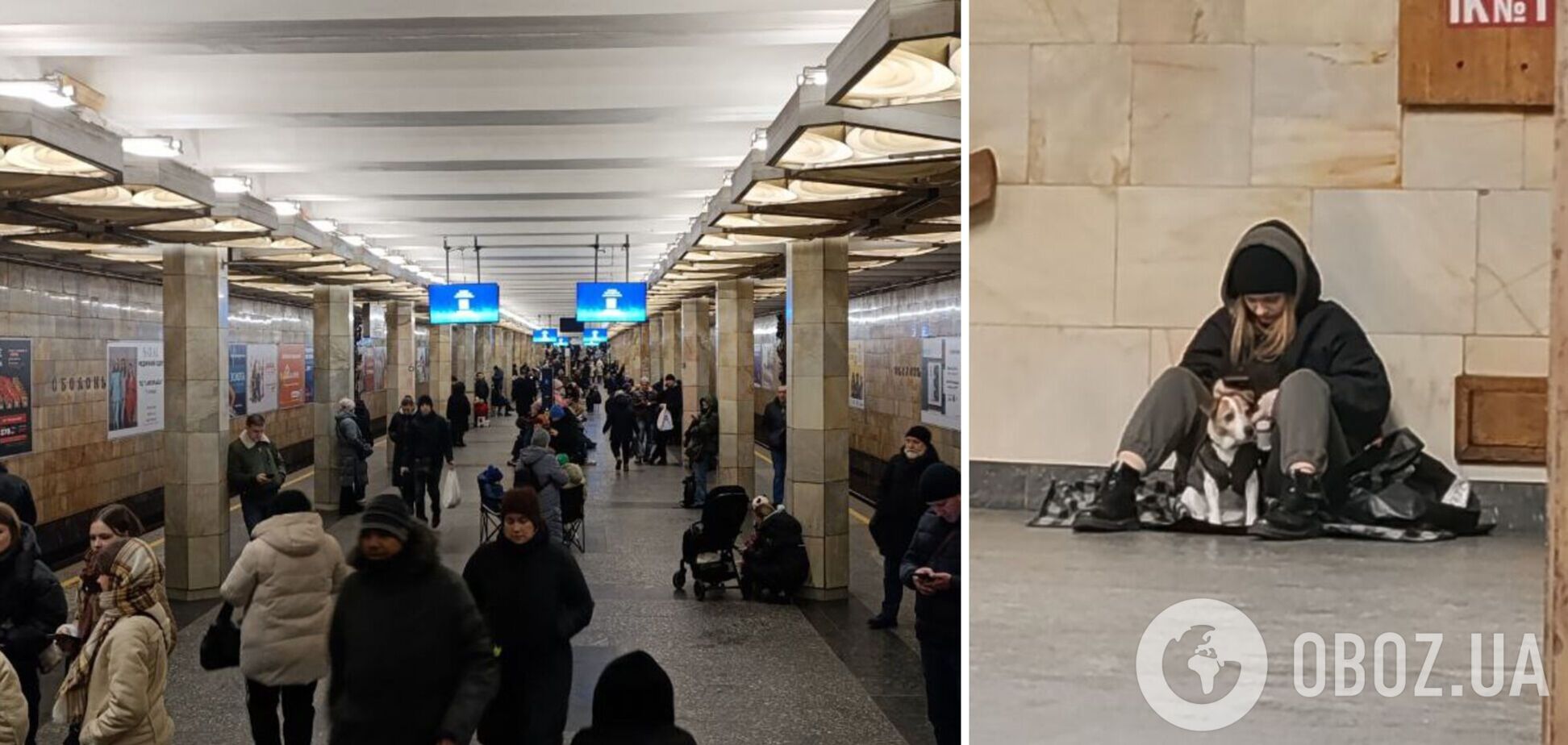 З речами та тваринами: у Києві через ракетний обстріл багато людей спустились у метро. Фото