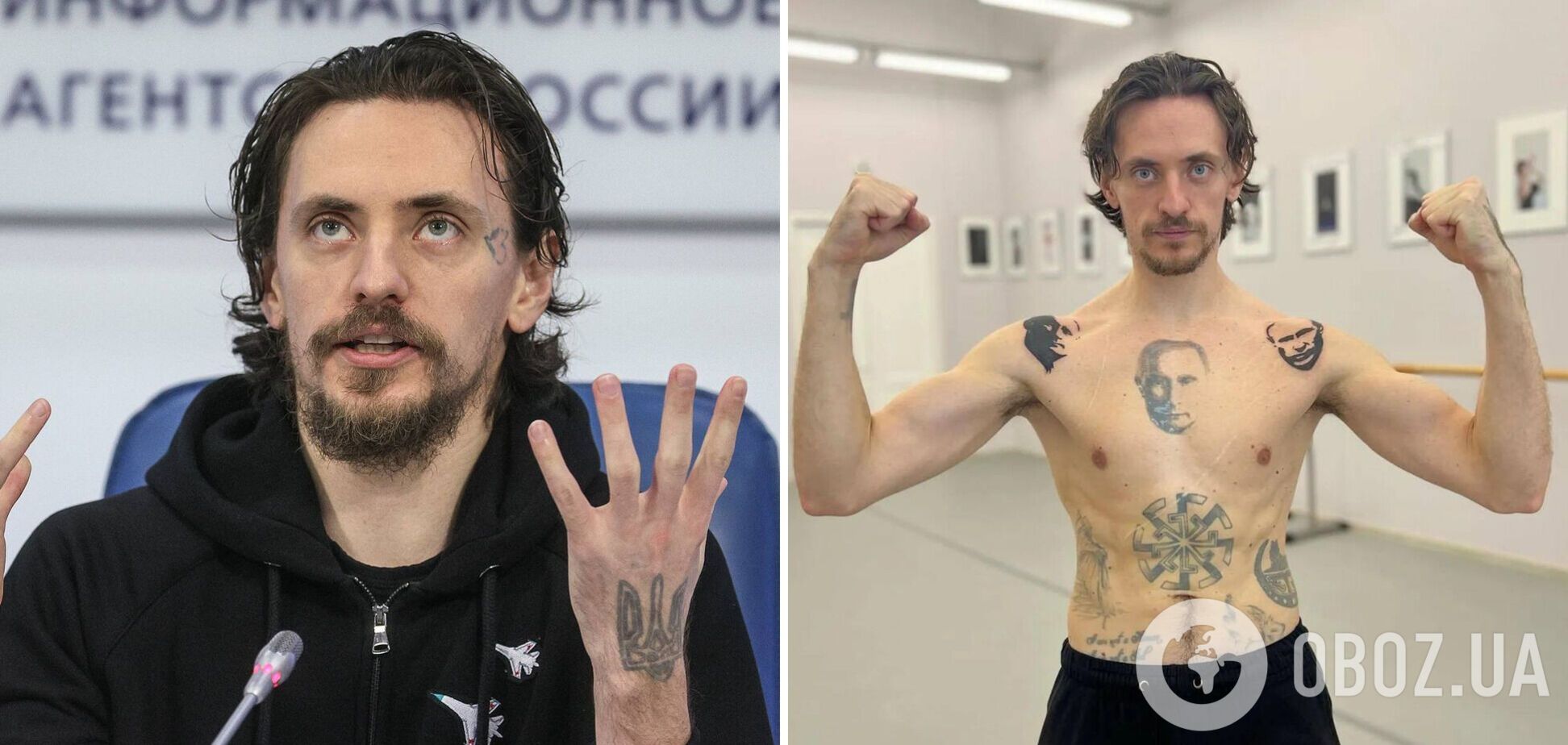 Артист балету з Херсона, який набив на грудях обличчя Путіна, зробив татуювання на обличчі після втечі з Росії та натякнув на зміну громадянства