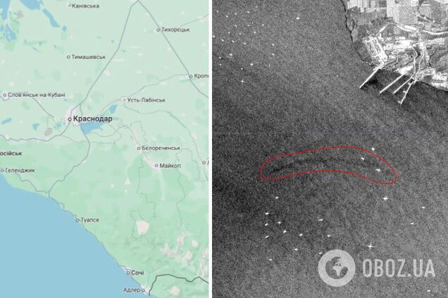 Після аварії російських танкерів, у Керченській протоці зафіксували велику пляму мазуту. Супутникове фото