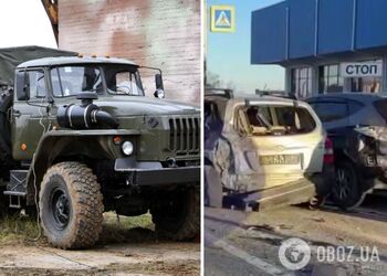 В Крыму оккупанты на грузовике протаранили шесть авто: момент аварии попал на видео