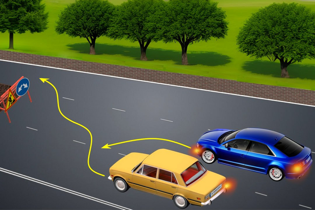 Водитель какого автомобиля должен дать дорогу? Задание на знание ПДД