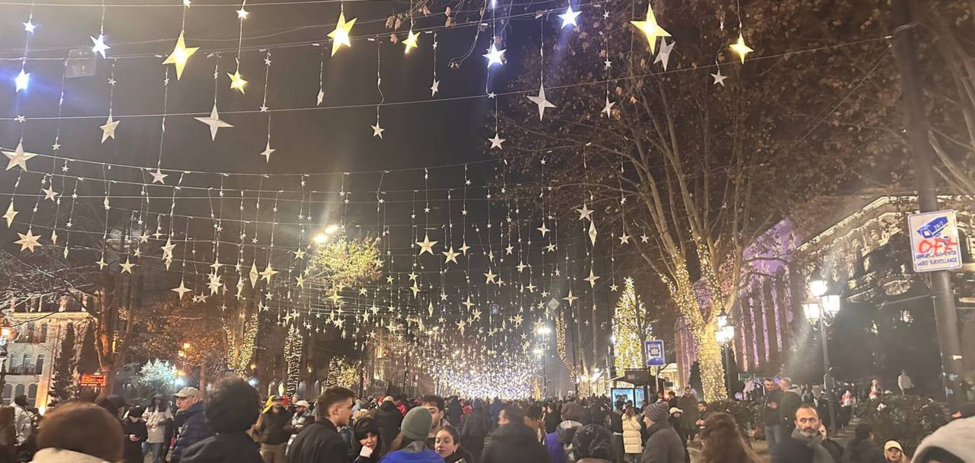 В столице Грузии проходит марш студентов медицинских вузов: власти отключили новогоднюю иллюминацию. Видео