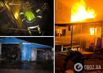 Под Киевом произошел масштабный пожар на территории СТО. Подробности и фото