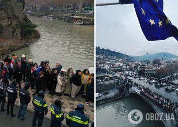 В Грузии люди вышли на масштабную антиправительственную акцию 'Цепь единства'. Фото и видео