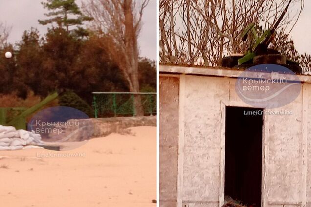 Окупанти встановили муляжі гармат і зеніток на пляжі біля Євпаторії. Фото