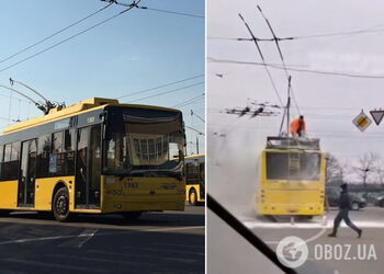 В Киеве во время движения загорелся троллейбус. Подробности, фото и видео