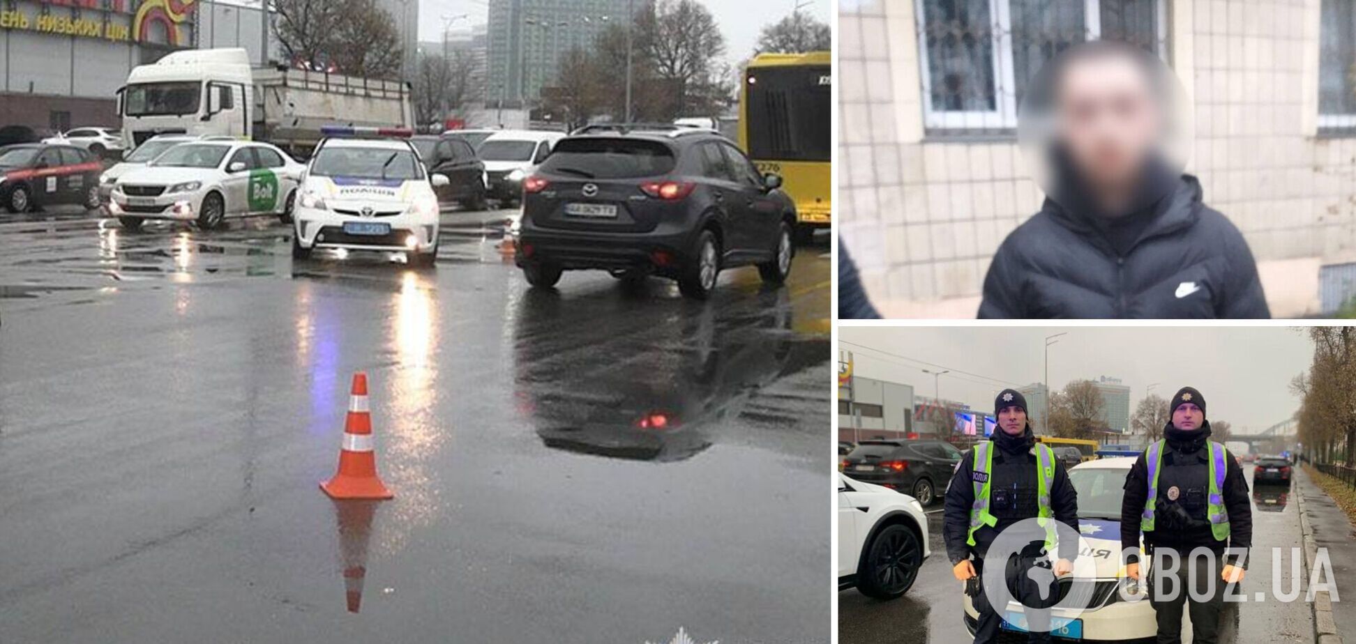 В Киеве на Днепровской набережной легковушка на переходе сбила насмерть женщину. Подробности, фото и видео