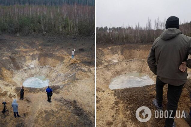 Северокорейская баллистическая ракета, вероятно, упала под Киевом и образовала огромную воронку. Фото